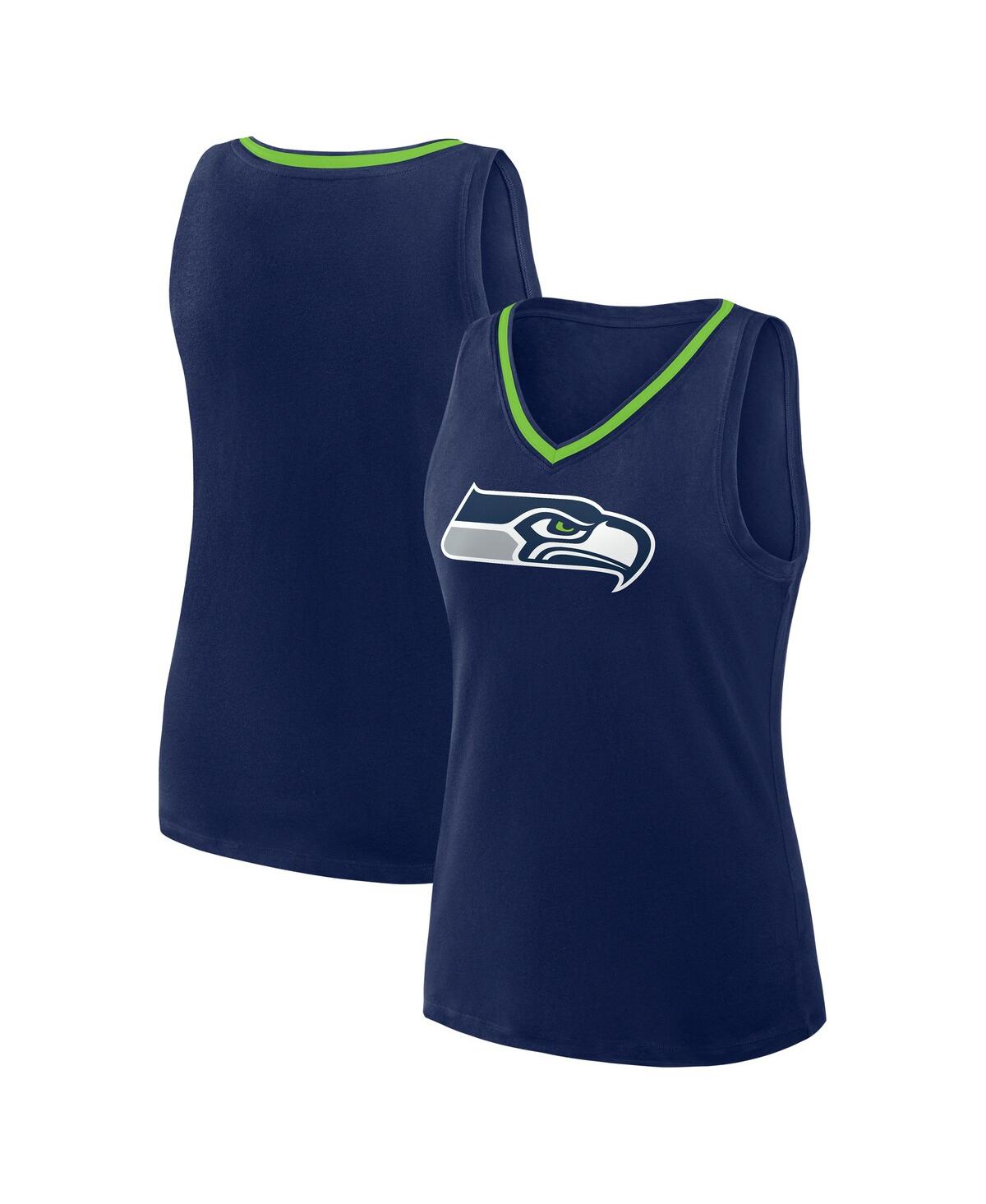 Women's College Navy Seattle Seahawks Stellar Win V-Neck Tank Top - College Navy