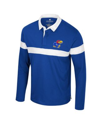 Men's Royal Kansas Jayhawks Too Cool For School Long Sleeve Polo Shirt