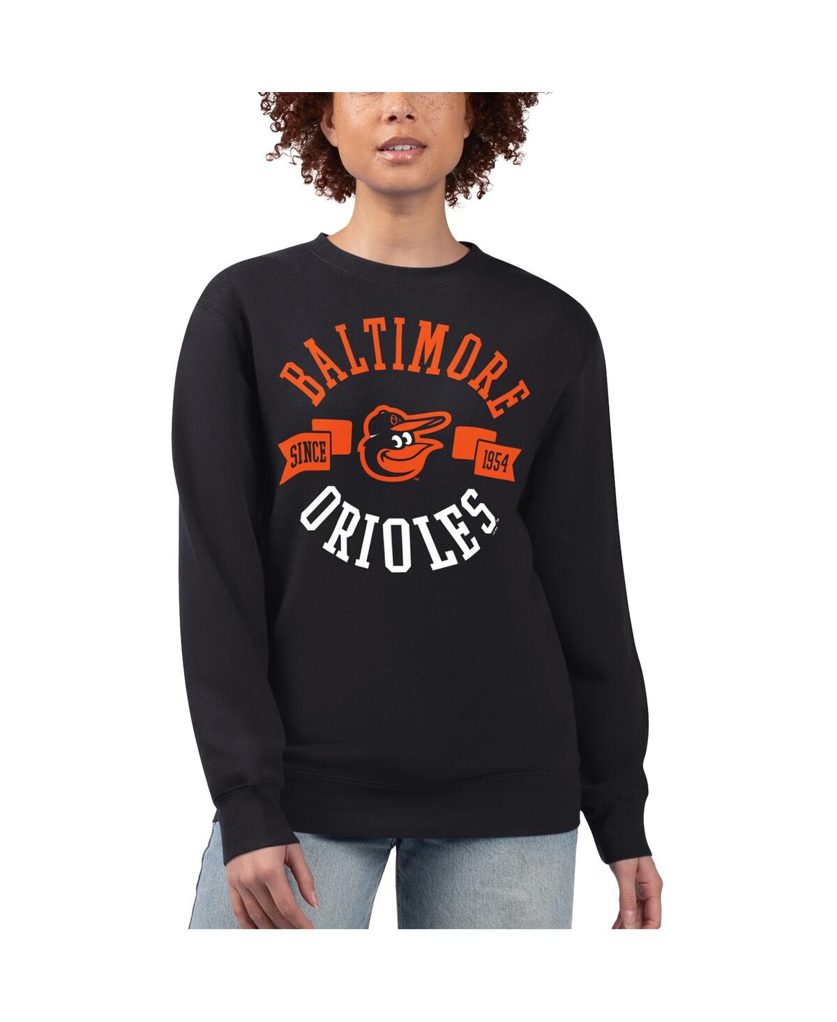 G-iii 4her By Carl Banks Women's Black Baltimore Orioles Team Logo Fleece Pullover Sweatshirt