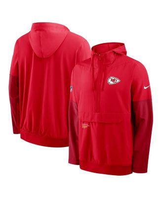 Nike - Men's Red Kansas City Chiefs Sideline Anorak Half-Zip Hoodie Jacket