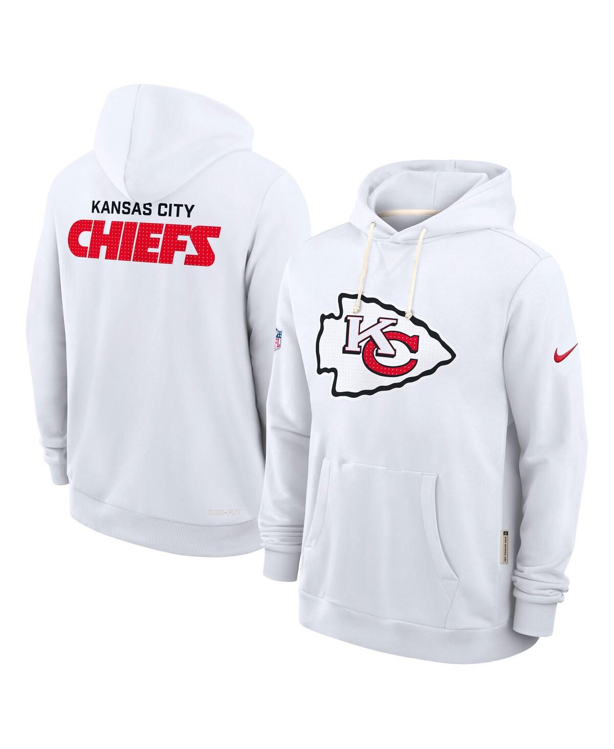 Мужской белый пуловер с капюшоном Kansas City Chiefs Sideline Initial Home Performance