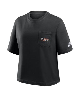 Women's Black Cincinnati Bengals Rewind Pocket Boxy T-Shirt