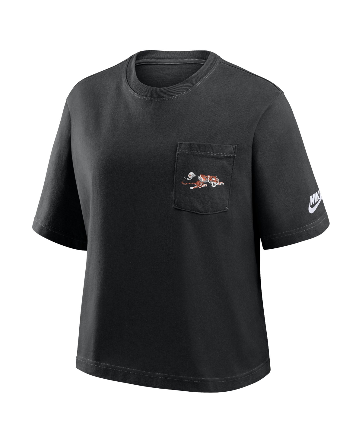 Nike Women's Black Cincinnati Bengals Rewind Pocket Boxy T-shirt In Black