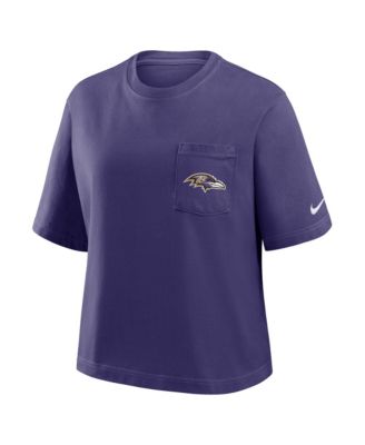 Women's Purple Baltimore Ravens Rewind Pocket Boxy T-Shirt