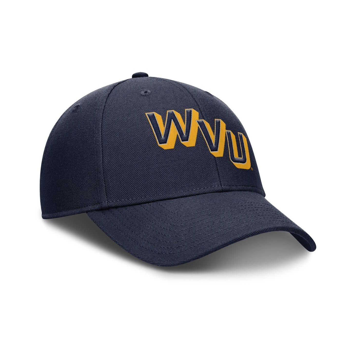 Мужская кепка Nike Navy West Virginia Mountaineers Slanted Primetime Rise Performance Adjustable Hat — фото 3