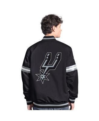 Men's Black/Silver San Antonio Spurs Scout Full Snap Varsity Jacket