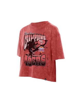 Women's Scarlet San Francisco 49ers Cropped Boxy Sport Classics Mineral Wash T-Shirt