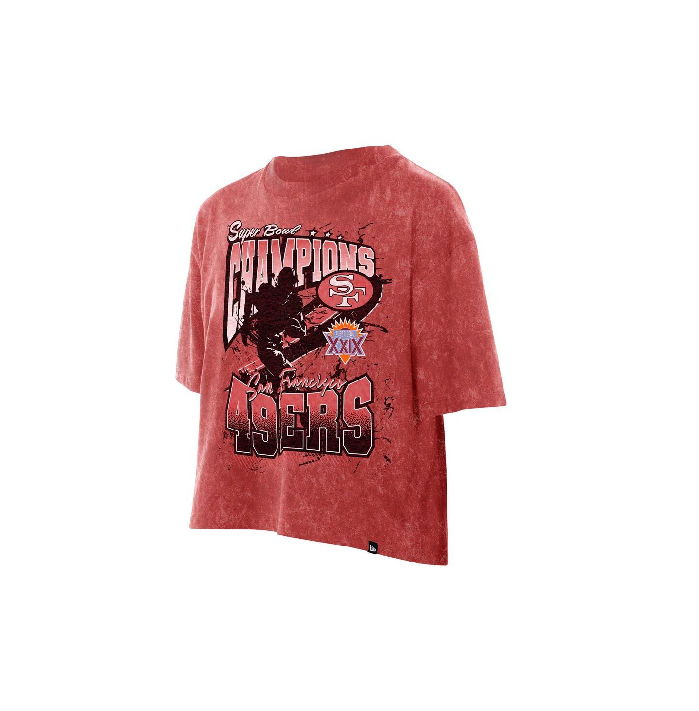 Женская футболка New Era Scarlet San Francisco 49ers Cropped Boxy Sport Classics Mineral Wash — фото 2
