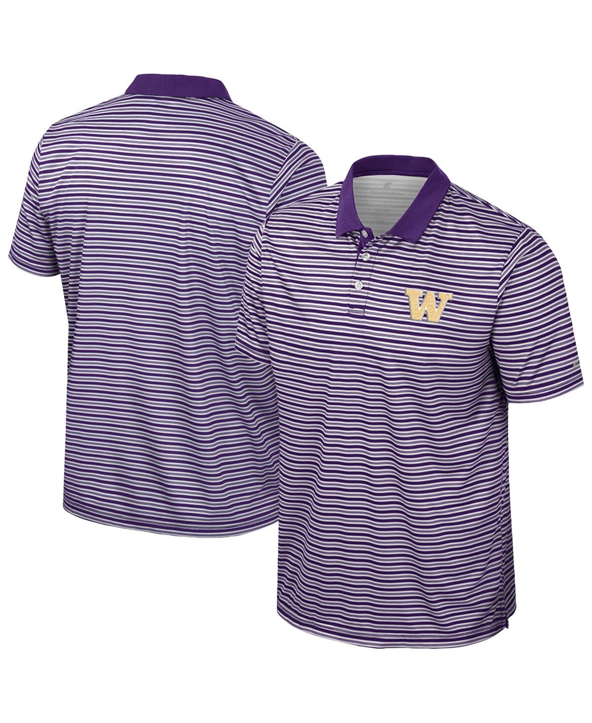 Men's Purple Washington Huskies Striped Polo Shirt - Purple