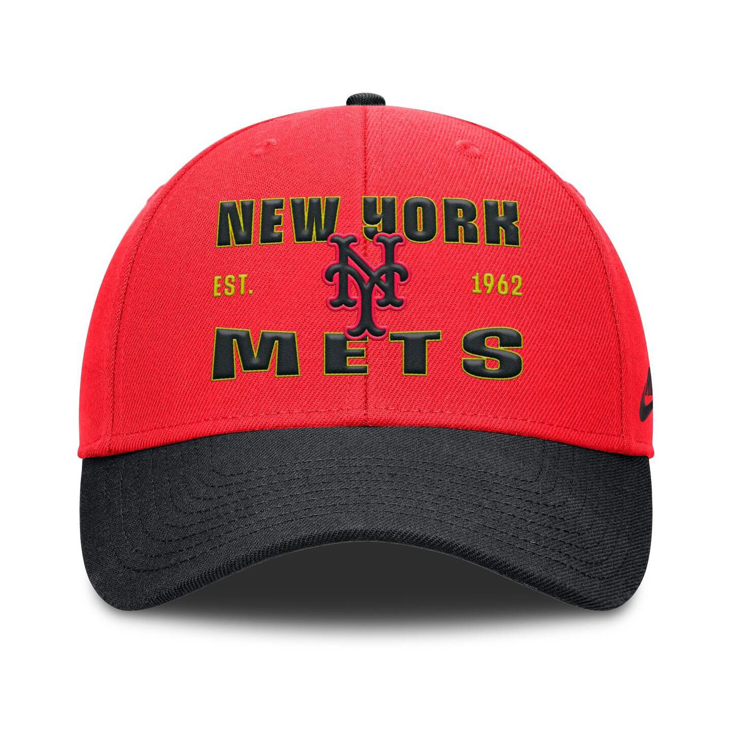 Мужская кепка Nike Crimson/Black New York Mets Neon 90s Rise Adjustable Hat — фото 2