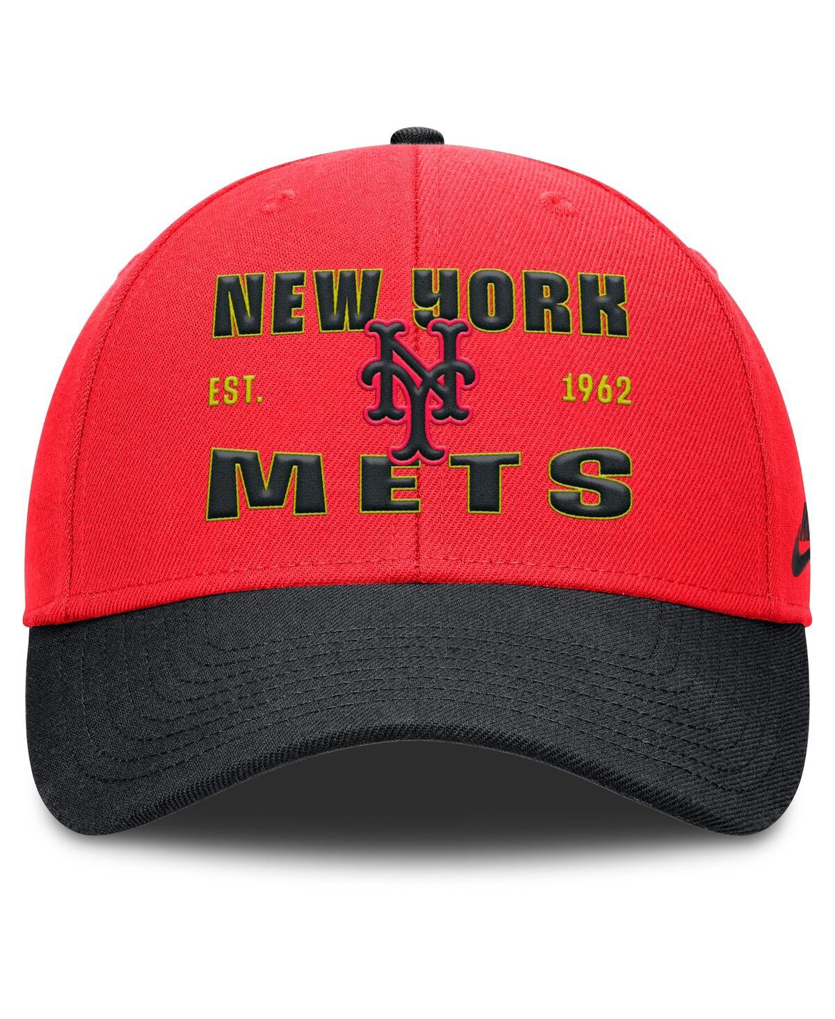 Nike Men's Crimson/Black New York Mets Neon 90s Rise Adjustable Hat