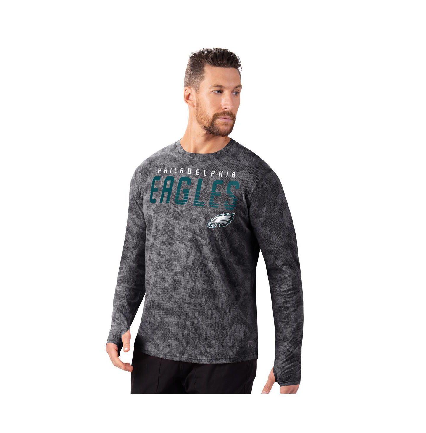 Мужская футболка MSX by Michael Strahan Black Philadelphia Eagles Performance Camo Long Sleeve — фото 1