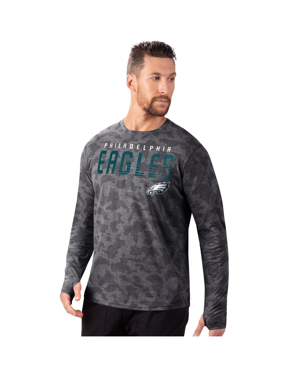 Msx By Michael Strahan Men's Black Philadelphia Eagles Performance Camo Long Sleeve T-shirt In Gray