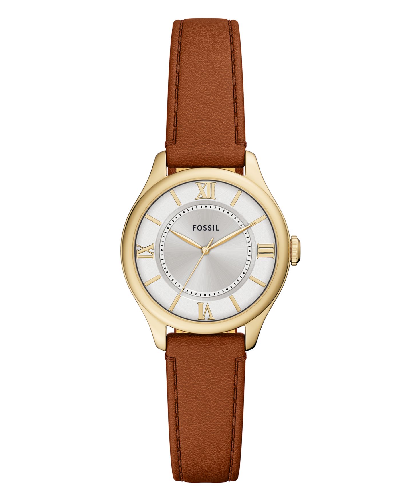 Женские часы Fossil Gilmore Three-Hand Brown Croco Leather Watch, 28mm — фото 1