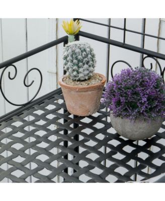 Folding Potting Bench Table Build-In Bag with Cover Black