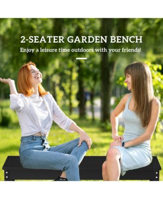 47" HDPE Outdoor Bench, Backless Slatted Garden Bench Seat,