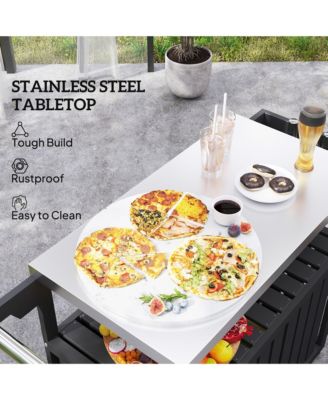 Outdoor Bar Cart with Storage, HDPE Outdoor Kitchen Cart,