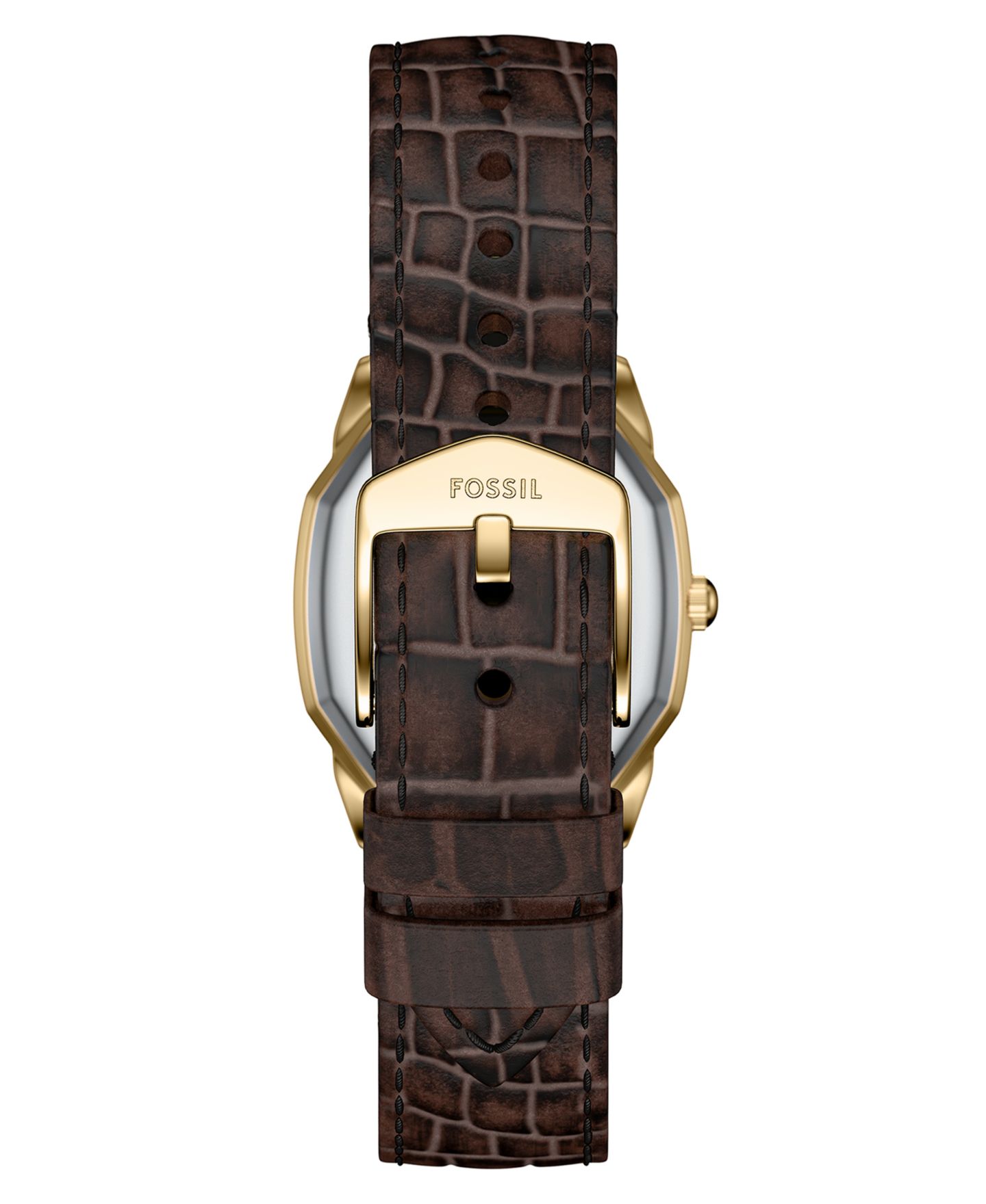 Женские часы Fossil Harlow Three-Hand Brown Croco Leather Watch, 27mm — фото 3