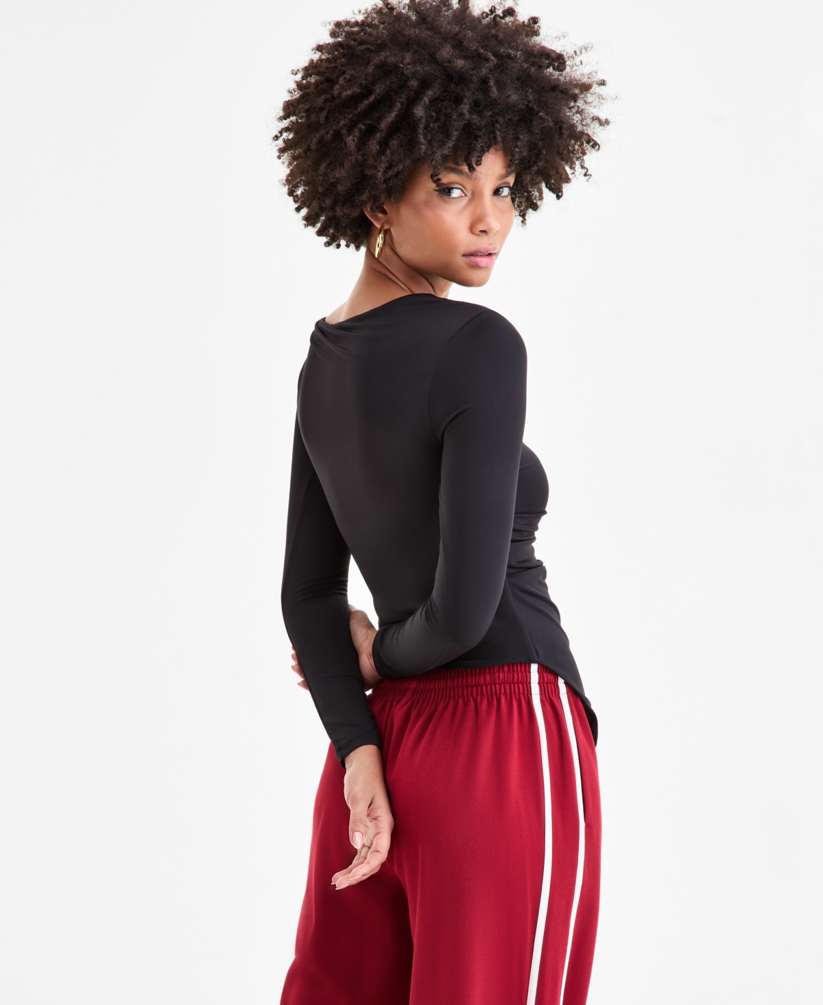 Bar Iii Women's Asymmetrical-Hem Boatneck Top, Macy's Exclusive