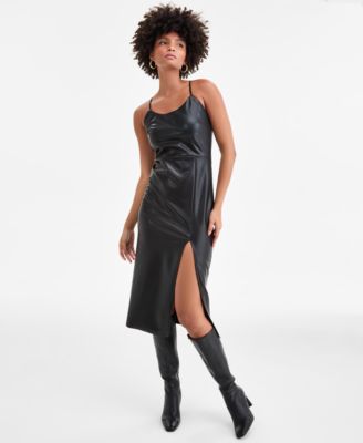 Women's Faux-Leather Midi Dress, Macy's Exclusive