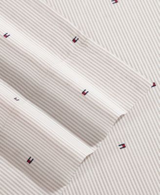 Ithaca Flag Stripe Cotton Percale 4-Piece Sheet Set, King