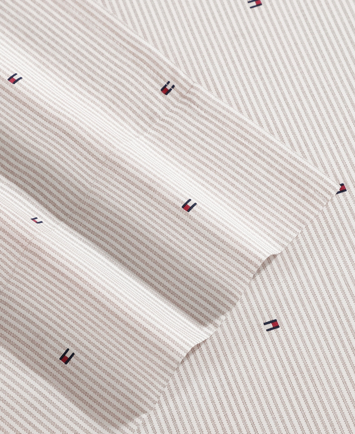 Tommy Hilfiger Ithaca Flag Stripe Cotton Percale 3-piece Sheet Set, Twin In Neutral