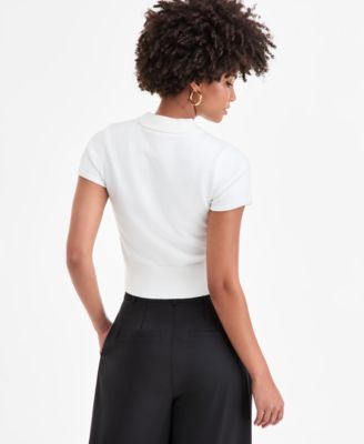 Women's Short-Sleeve Mock Neck Sweater, Macy's Exclusive 