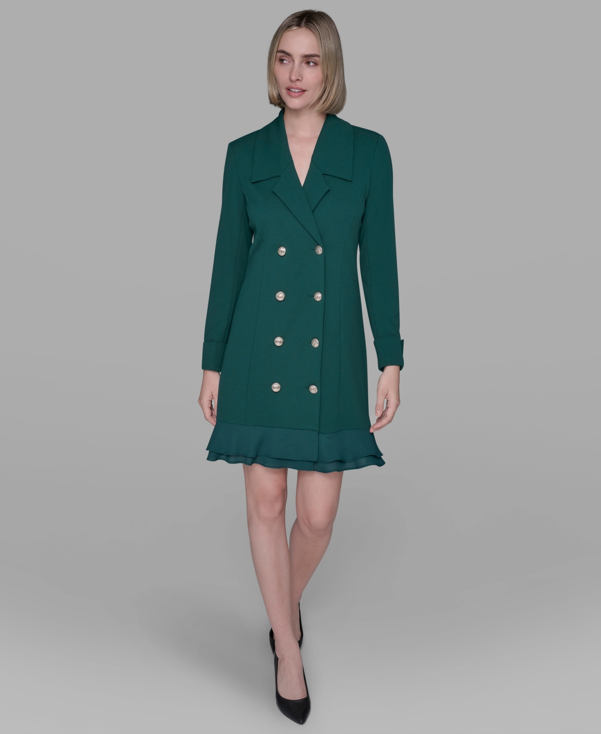 Karl Lagerfeld Women's Chiffon-hem Blazer Dress In Green