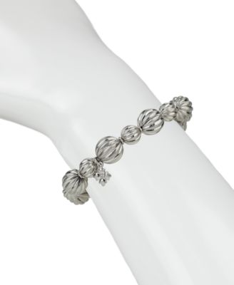 Rhodium Bead Stretch Bracelet