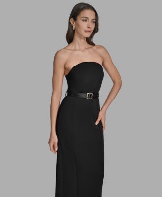 Scuba Women's Strapless Belted Maxi Dress