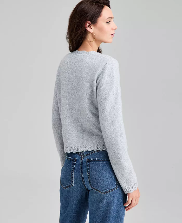 Women's Pointelle Scalloped-Edge Cardigan - thumbnail 2