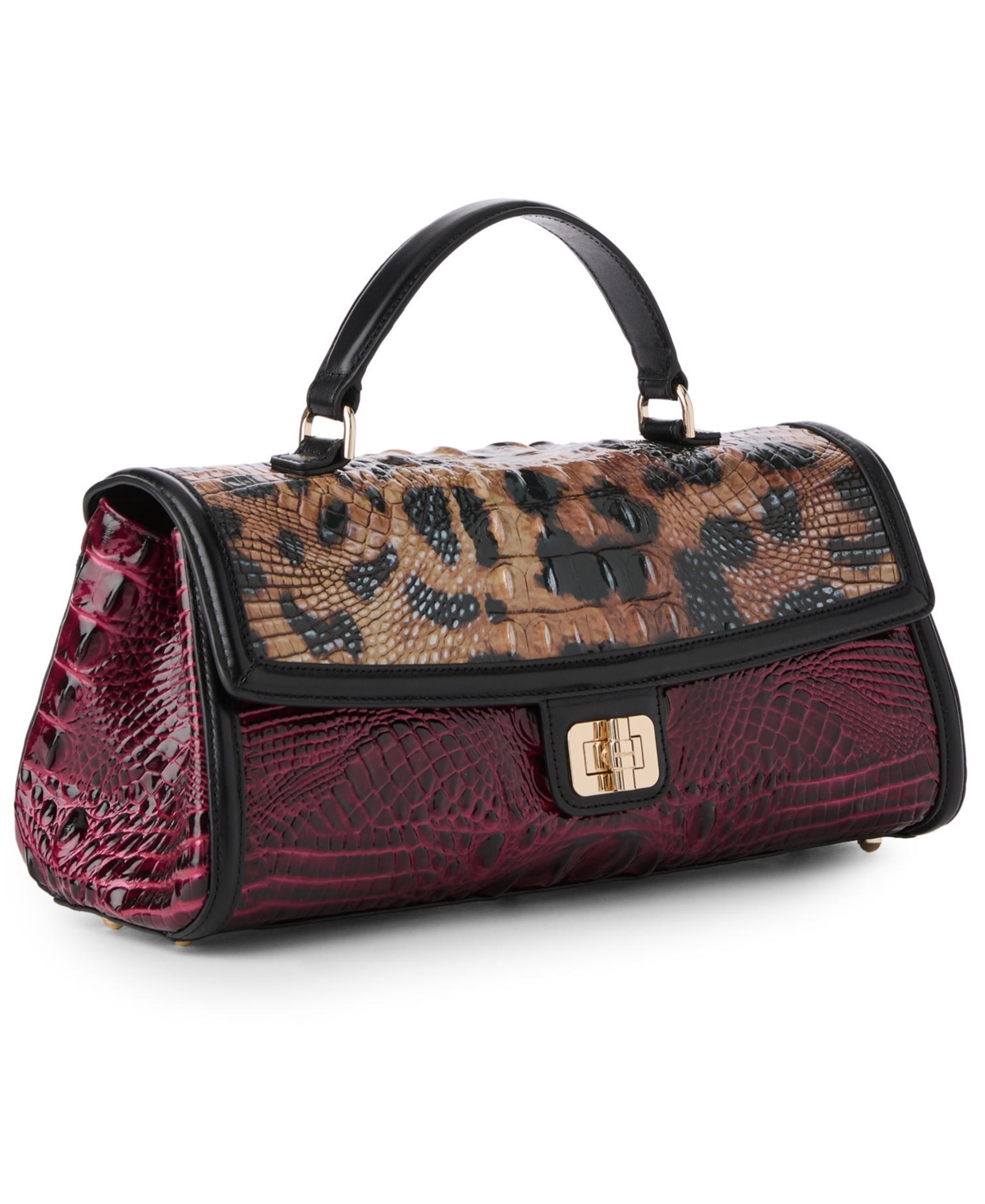 Brahmin Dayan Small Leather Towers Satchel In Burgundy