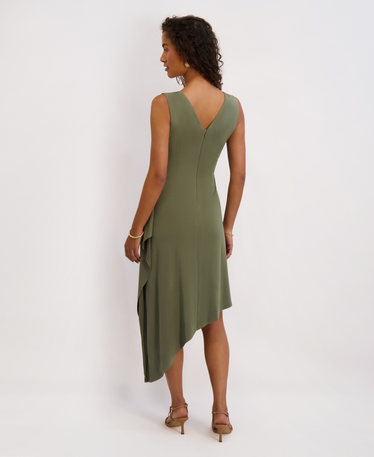 Kensie Women's Asymmetrical Midi Dress In Green