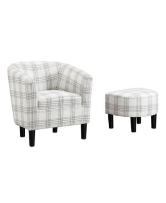 26.25" Polyester Take a Seat Churchill Accent Chair with Ottoman