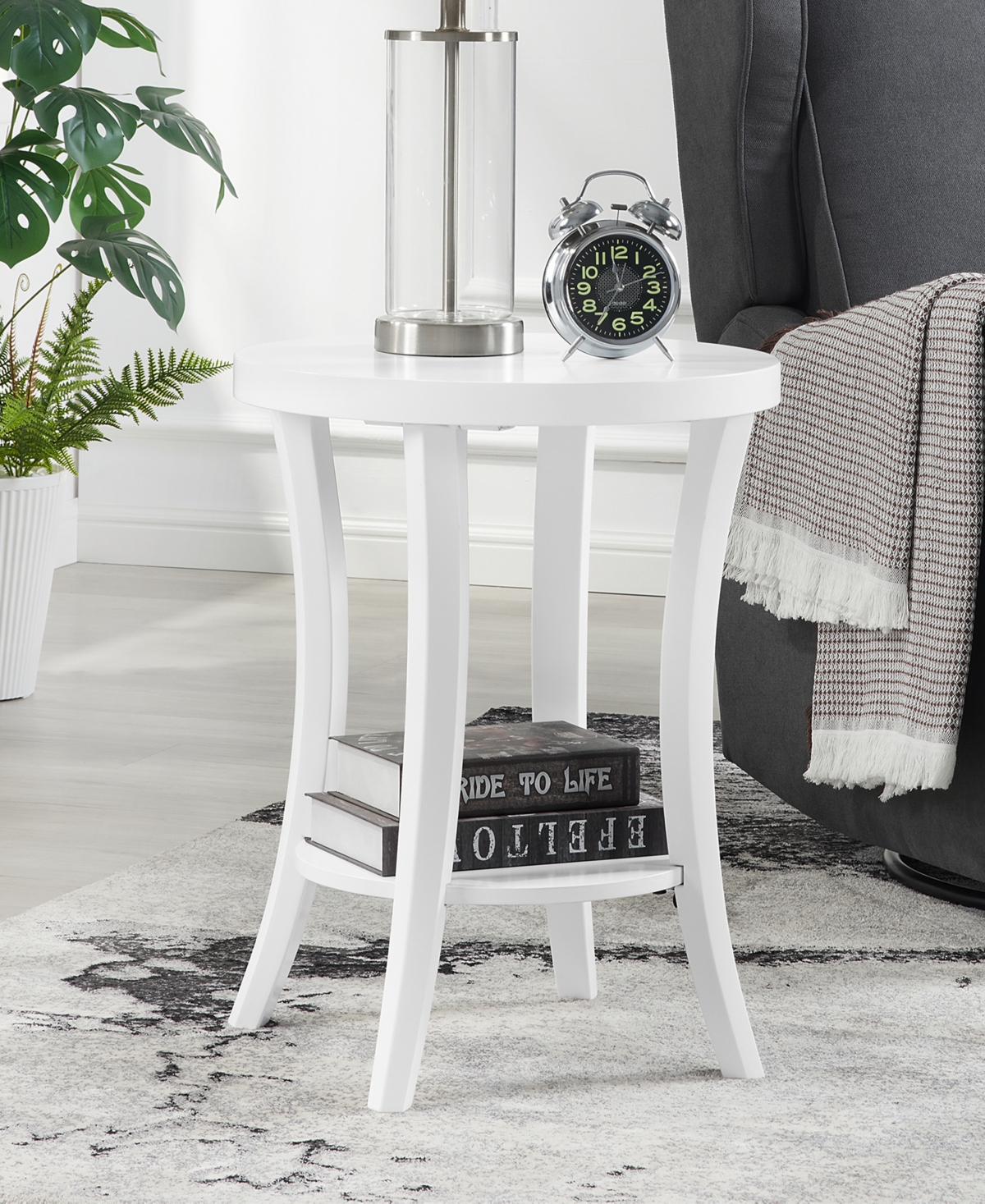 Convenience Concepts 18" Wood Charleston Round End Table In White