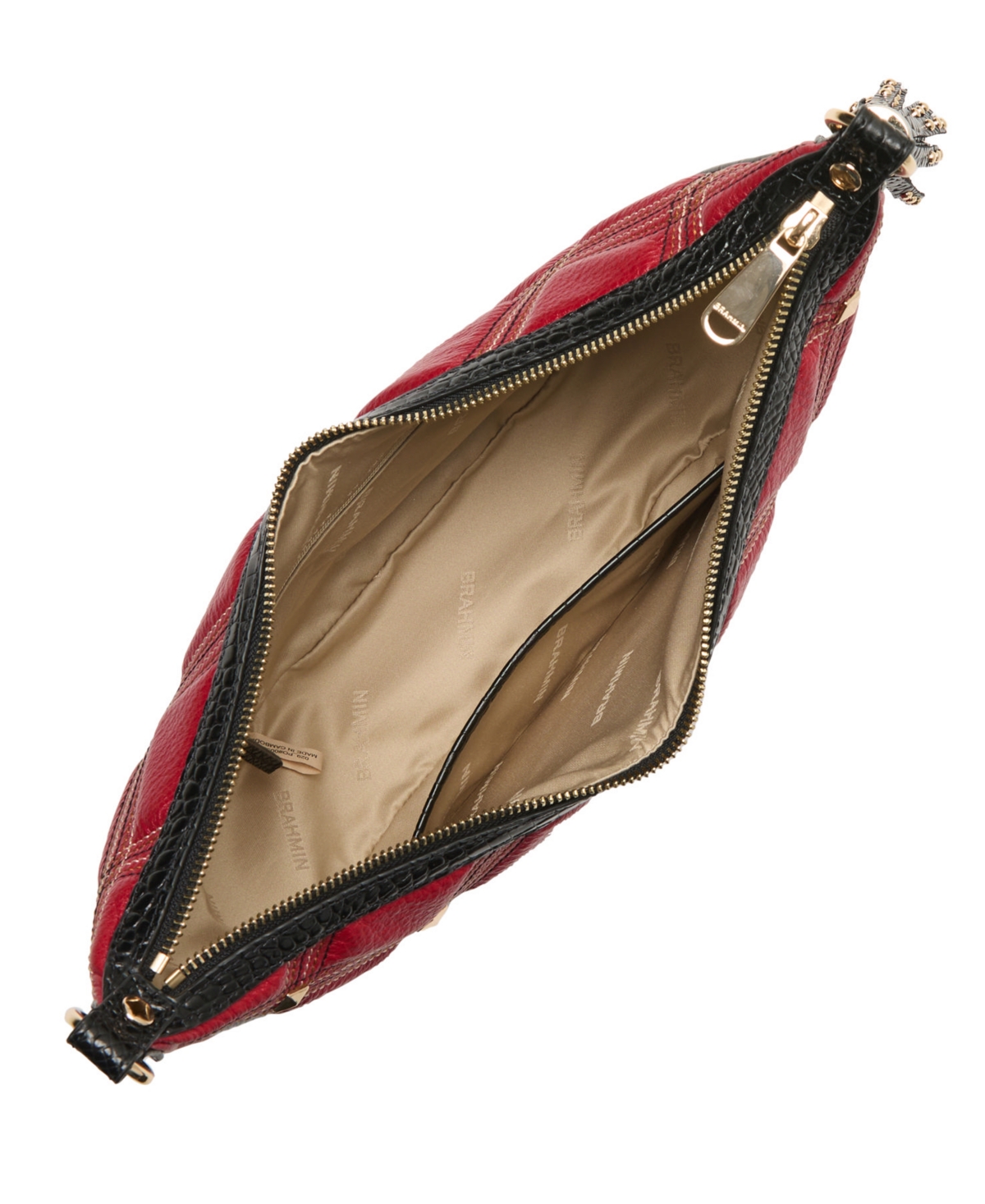 Brahmin Percy Medium Leather Crossbody In Red