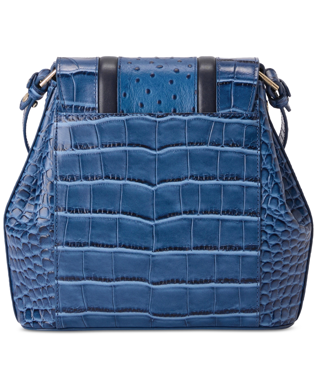 Brahmin Margo Croc Embossed Leather Crossbody Bag In Blue