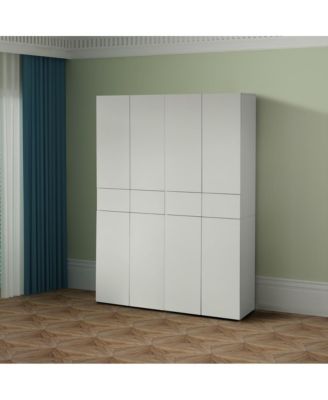 Multi-Functional Kitchen Pantry Cabinet 66-Inch with 4 Doors, Adjustable Shelves and Drawer for Freestanding Storage