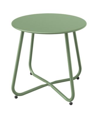 18" Galvanized Patio Steel Side Table,Powder-Coated, UV/Rust-Proof,W/ Adjustable Foot Pads
