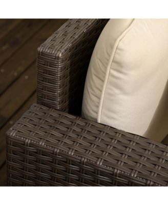 Wicker Loveseat, Patio Furniture Couch, Padded Outdoor Sofa,