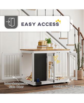 39" Furniture Dog Crate w/ Three Doors & board for Large Dogs