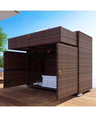 Outdoor Towel Rack for Pool w/ Drawer &amp; Cabinet