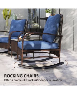 Patio Furniture Set, Rocking Chairs w/ Table, Cushion