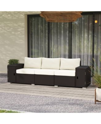 Wicker Outdoor Couch, Patio Sofa with Storage, Cushions