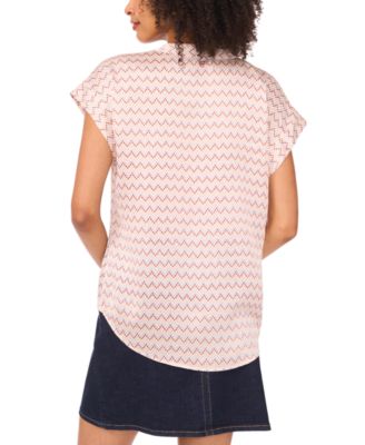Women's Printed V-Neck Short-Sleeve Blouse