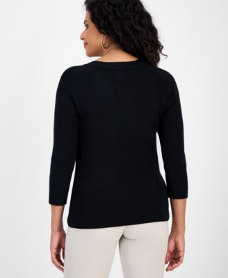 Women's Ribbed Lace-Up Sweater, Macy's Exclusive