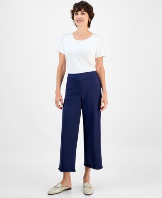JM Collection - Women's High-Rise Fringe-Hem Capri Pants