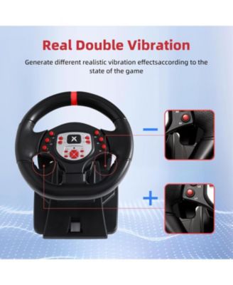 180°Gaming Racing Steering Wheel with Pedals & Dual Motors for PC, Xbox, PS4, Switch – Adjustable Height, Tilt, Vibration, Strong Fixation