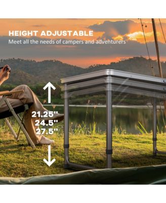 8' Folding Camping Table with Adjustable Legs, and