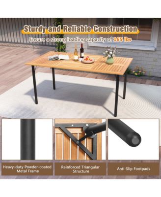 Rectangular Acacia Wood Dining Table w/ 1.9'' Umbrella Hole Patio